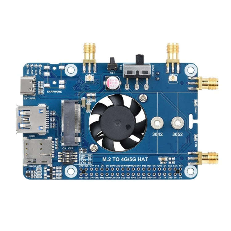Waveshare SIM8262E-M2 5G HAT For Raspberry Pi, Quad Antennas 5G NSA, 5G/4G/3G Compatible