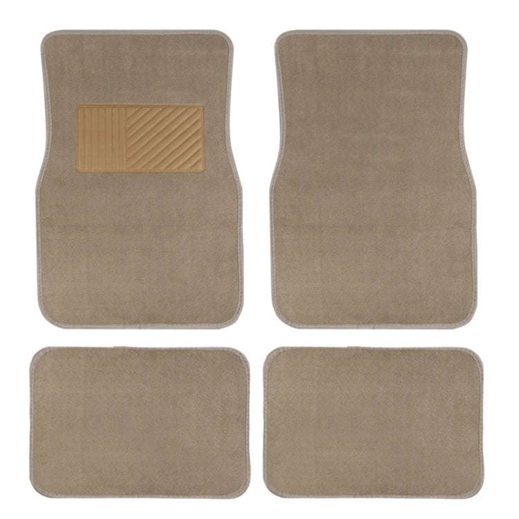4pcs /Set Universal Car Foot Mats PVC Flocking Pads, Black, Beige, Gray