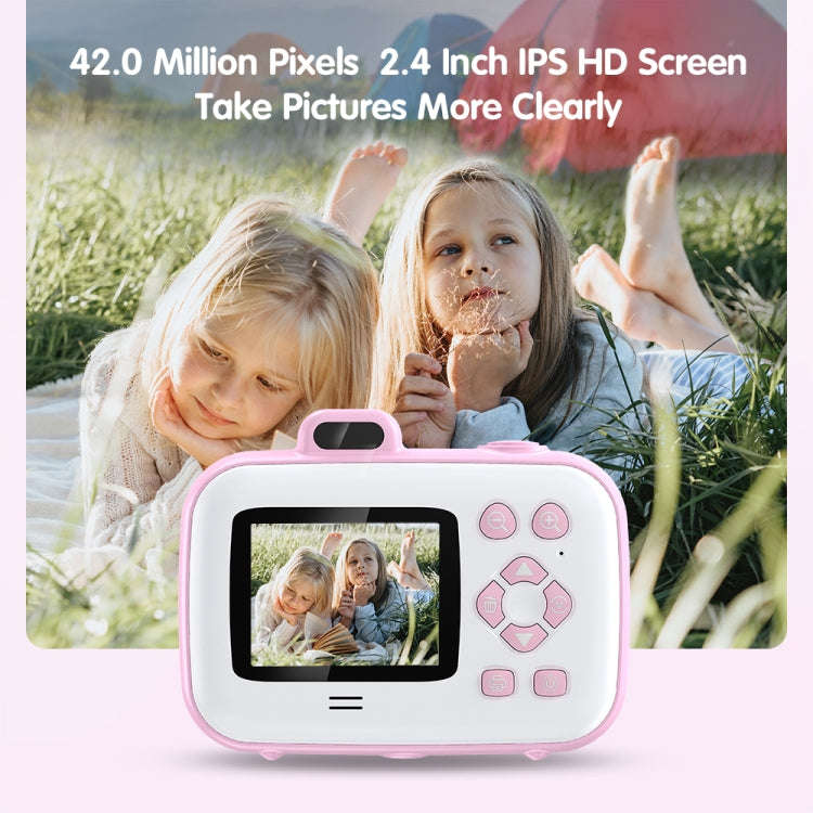 2.4-Inch Smart Digital Kids Thermal Printing Camera With Printing Paper, 503J Pink Fixed Focus, 5...