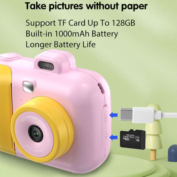 2.4-Inch Smart Digital Kids Thermal Printing Camera With Printing Paper, 503J Pink Fixed Focus, 5...