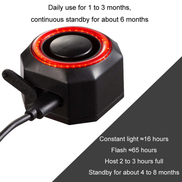 Bicycle Smart Taillight Anti-theft Alarm Brake Warning Light, WL03C Remote Control, WL03C Set + S...