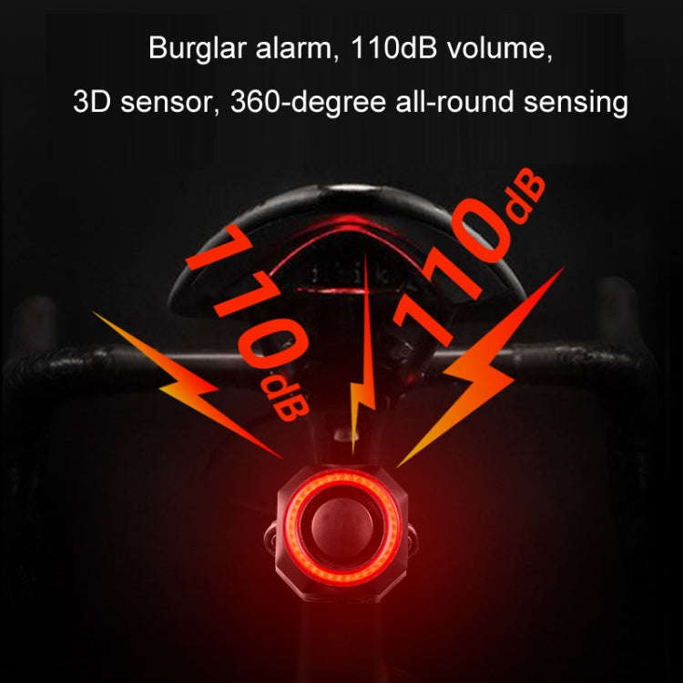 Bicycle Smart Taillight Anti-theft Alarm Brake Warning Light, WL03C Remote Control, WL03C Set + S...