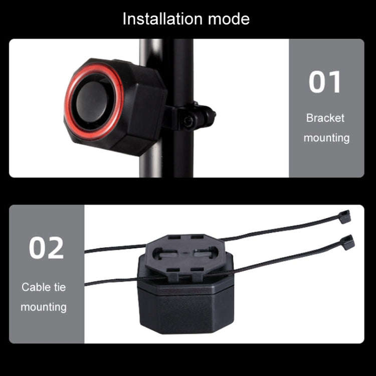 Bicycle Smart Taillight Anti-theft Alarm Brake Warning Light, WL03C Remote Control, WL03C Set + S...