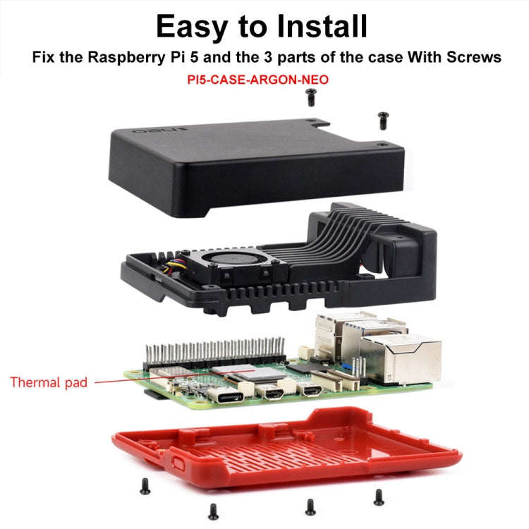 Waveshare 26587 For Raspberry Pi 5 Argon Neo Aluminum Alloy Case