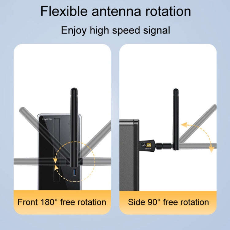 JINGHUA N5 Dual Band Driverless High Gain Antenna USB Wireless Network Card, Antenna Model 600M