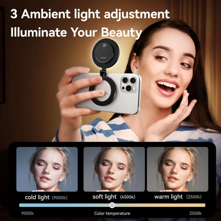 TELESIN Magnetic Selfie Light Rechargeable Foldable Fill Light For Mobile Phone, P5-BGD-01