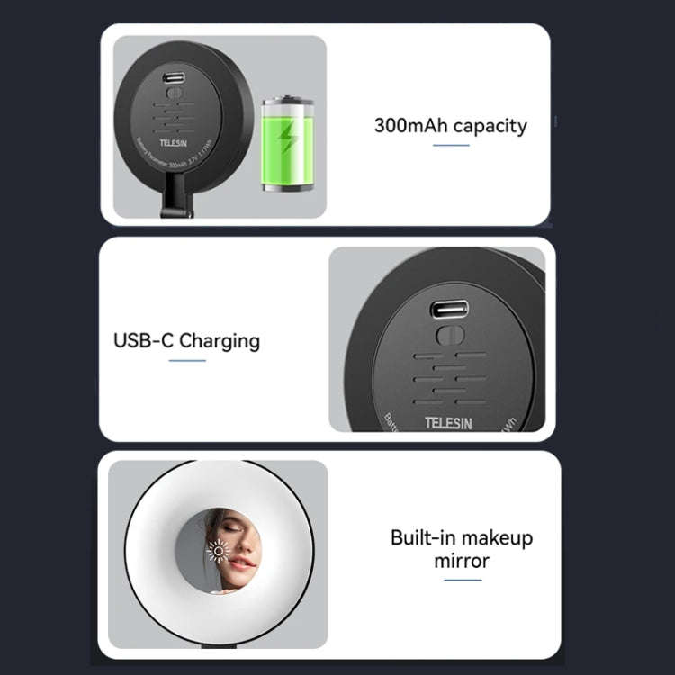 TELESIN Magnetic Selfie Light Rechargeable Foldable Fill Light For Mobile Phone, P5-BGD-01