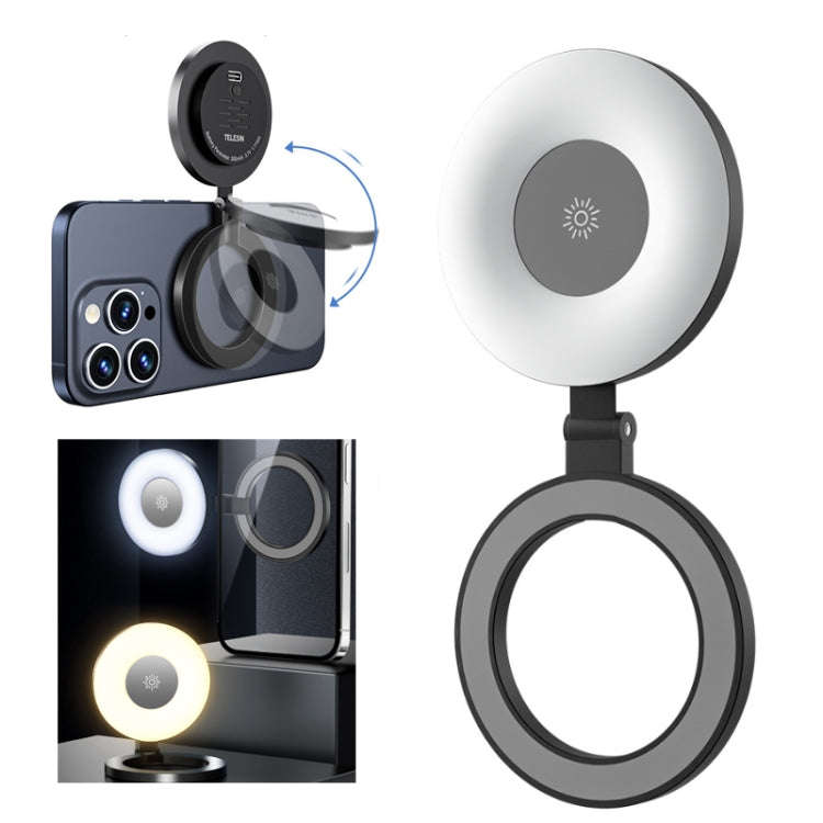 TELESIN Magnetic Selfie Light Rechargeable Foldable Fill Light For Mobile Phone, P5-BGD-01