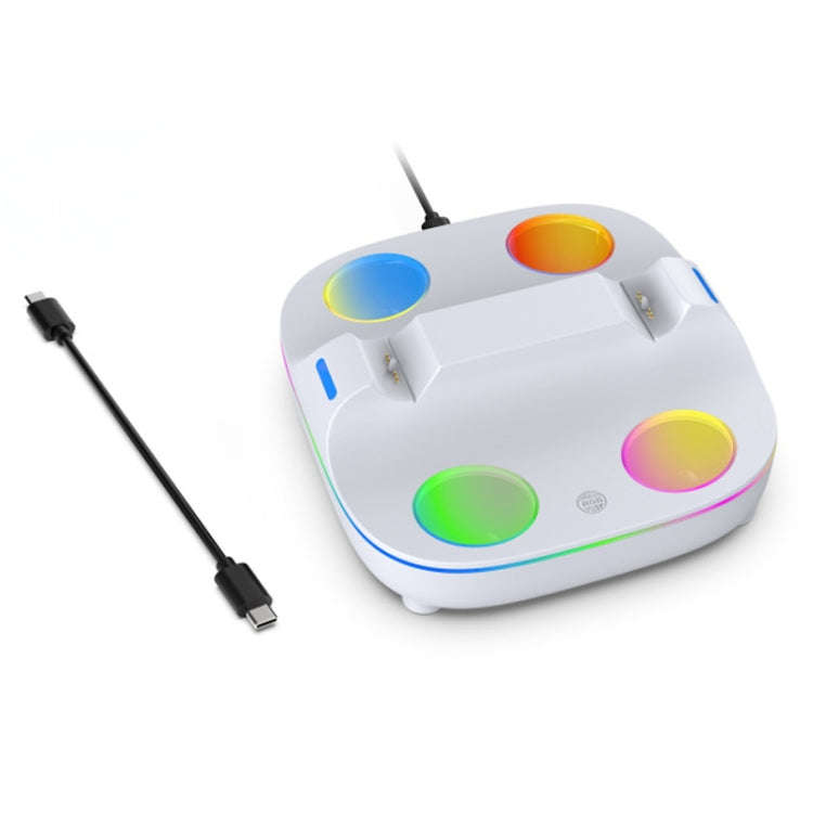For PS5 Controller Dual Charger Charging Stand Docking Station With RGB Ambient Light, White, Whi...