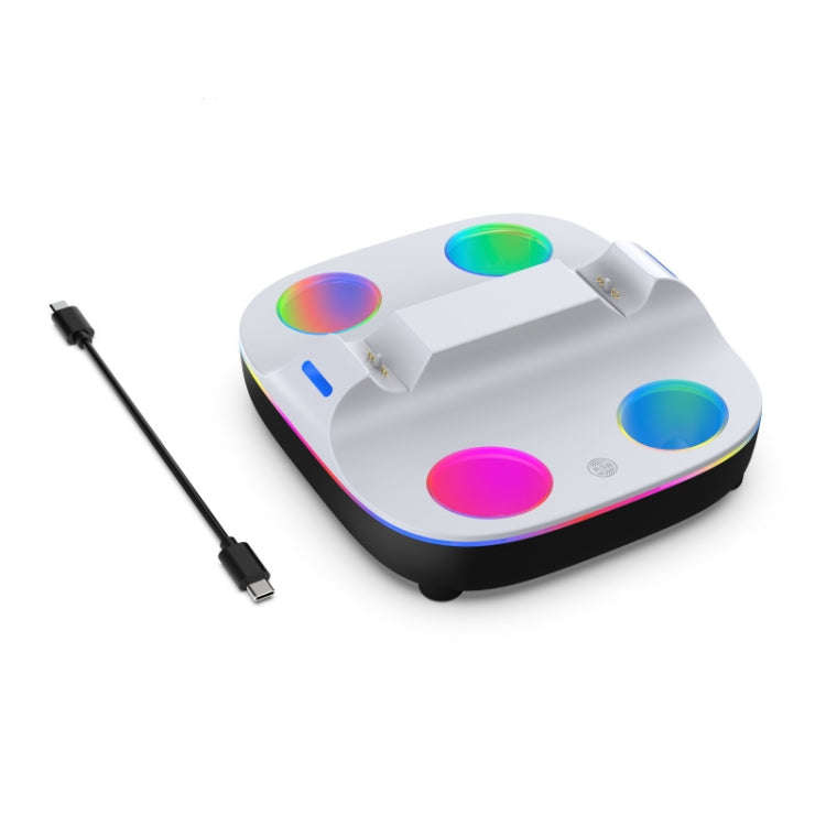 For PS5 Controller Dual Charger Charging Stand Docking Station With RGB Ambient Light, White, Whi...