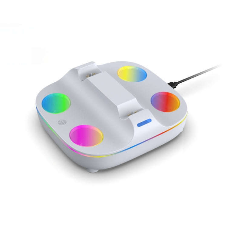 For PS5 Controller Dual Charger Charging Stand Docking Station With RGB Ambient Light, White, Whi...