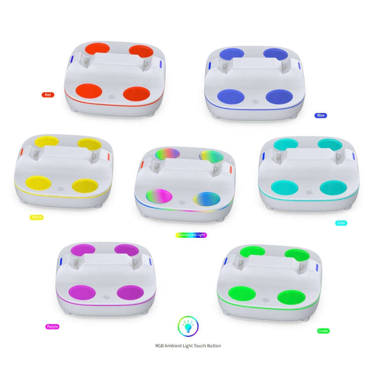 For PS5 Controller Dual Charger Charging Stand Docking Station With RGB Ambient Light, White, Whi...
