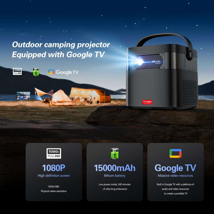 TOUMEI M2 Built-In Large Capacity Battery Outdoor Projector Handheld Portable Projection, US Plug...