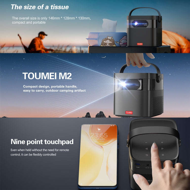 TOUMEI M2 Built-In Large Capacity Battery Outdoor Projector Handheld Portable Projection, US Plug...