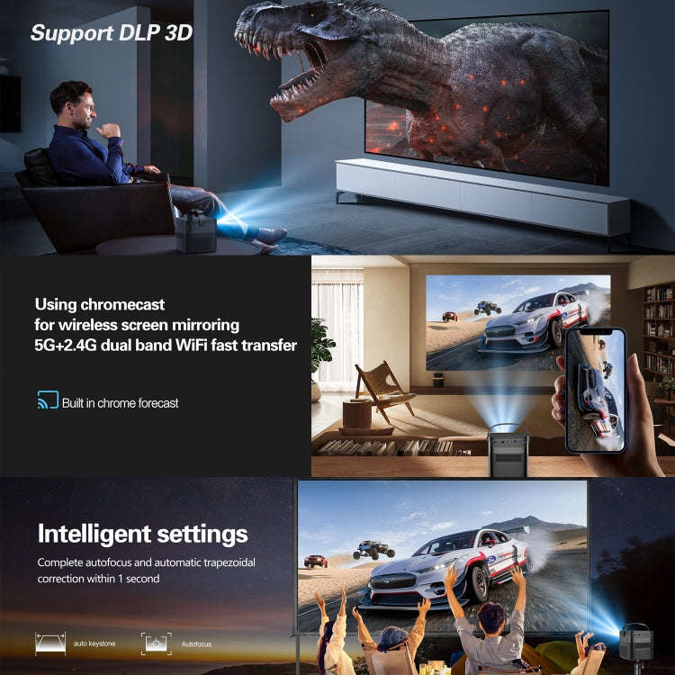 TOUMEI M2 Built-In Large Capacity Battery Outdoor Projector Handheld Portable Projection, US Plug...