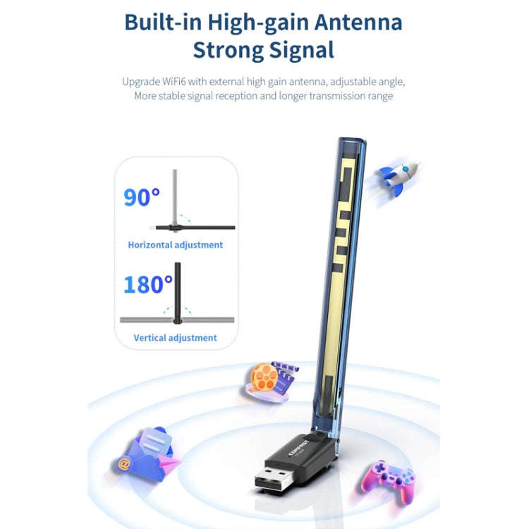 COMFAST CF-940F  300Mbps WiFi6 USB Adapter 2.4GHz WiFi Antena Wireless Network Card, CF-940F