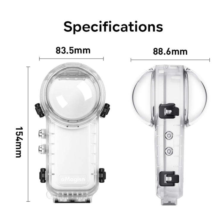 For Insta360 X4 aMagisn 50m Depth Waterproof Protective Case Quick Release Invisible Diving Cover...