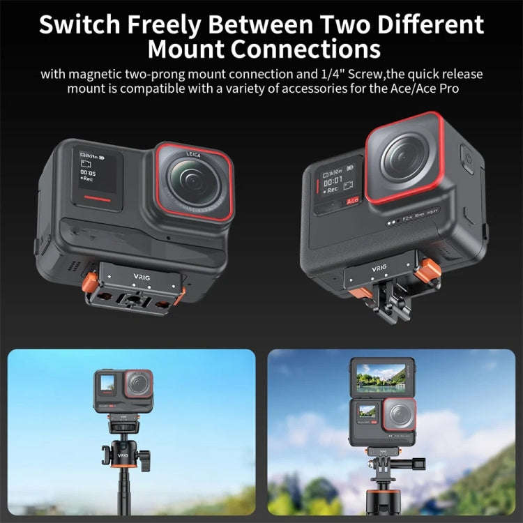 VRIG Magnetic Quick Release Adapter for Insta360 /  DJI Action / GoPro HERO, Base, Base+Top Cover...