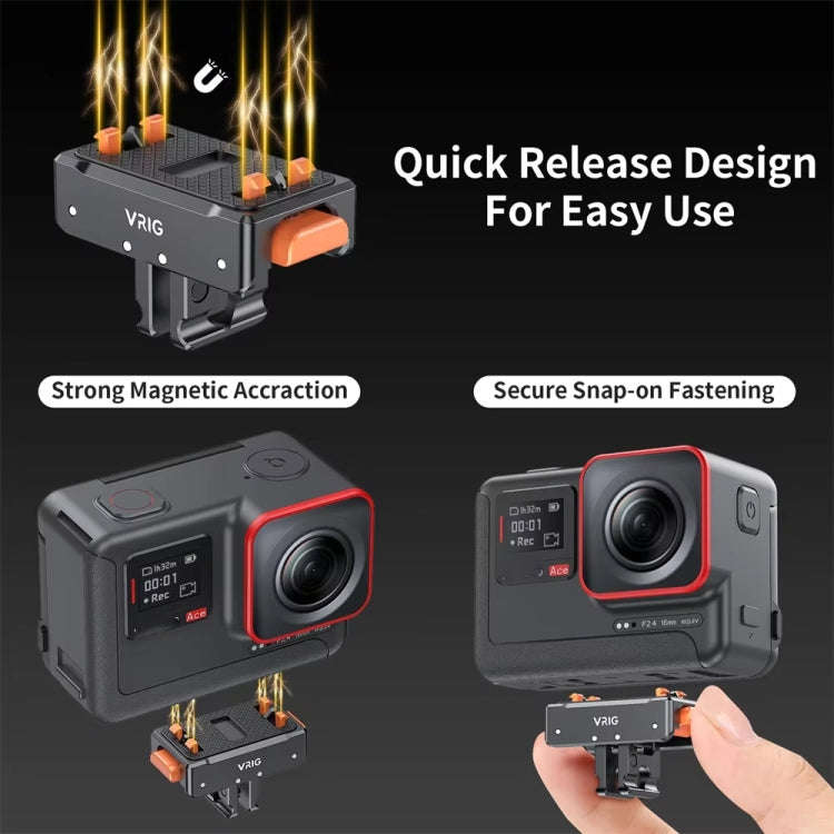 VRIG Magnetic Quick Release Adapter for Insta360 /  DJI Action / GoPro HERO, Base, Base+Top Cover...