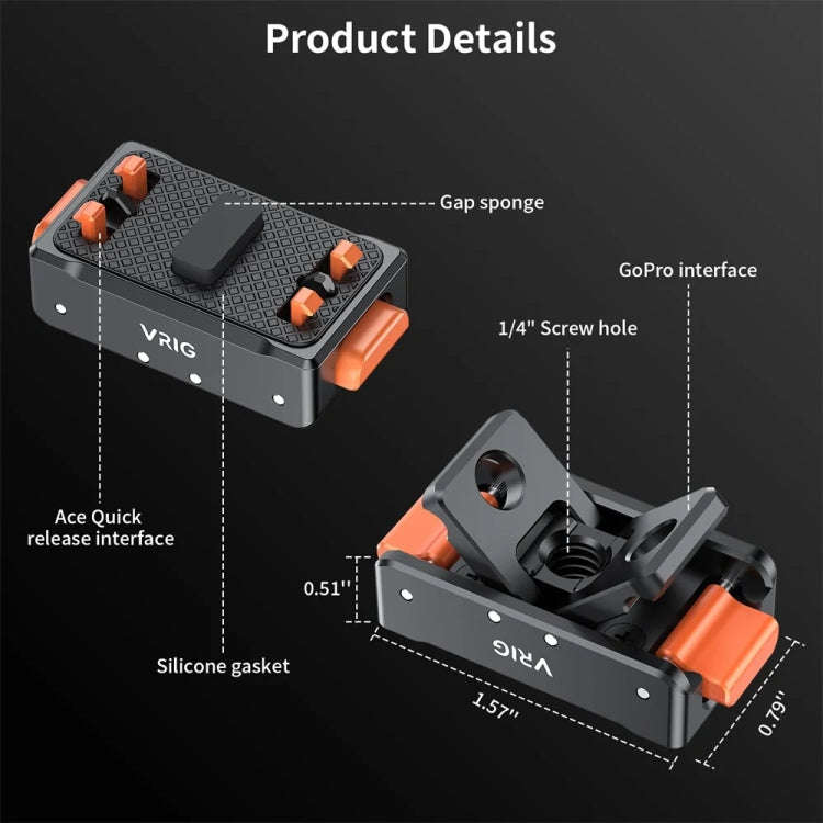 VRIG Magnetic Quick Release Adapter for Insta360 /  DJI Action / GoPro HERO, Base, Base+Top Cover...