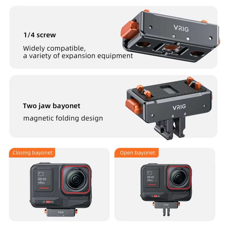 VRIG Magnetic Quick Release Adapter for Insta360 /  DJI Action / GoPro HERO, Base, Base+Top Cover...