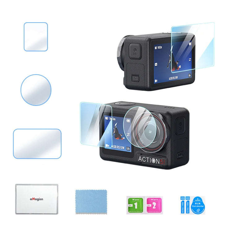 For DJI Osmo Action 5 Pro aMagisn 9H Hardness Tempered Glass Set, Package A, Package B