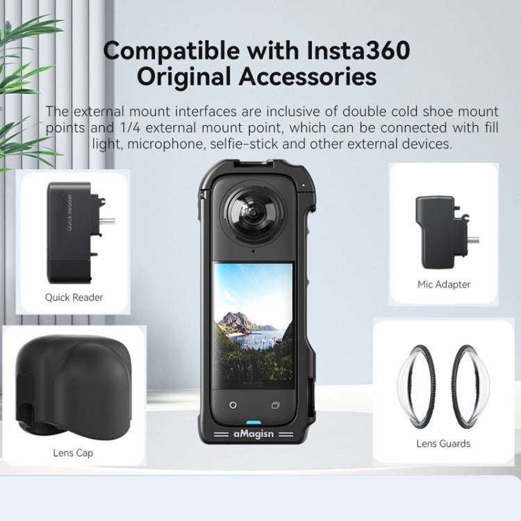 For Insta360 X4 aMagisn Quick-release Plastic Rabbit Cage Expansion Frame, Quick-release Plastic ...