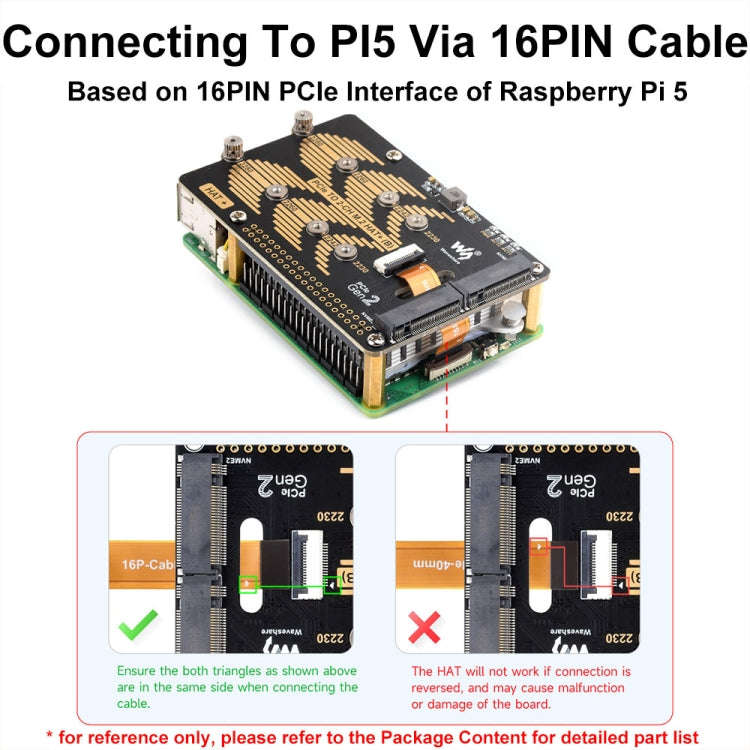 Waveshare For Raspberry Pi 5 PCIe To 2-Ch M.2 Adapter Type B NVMe Protocol, 27710