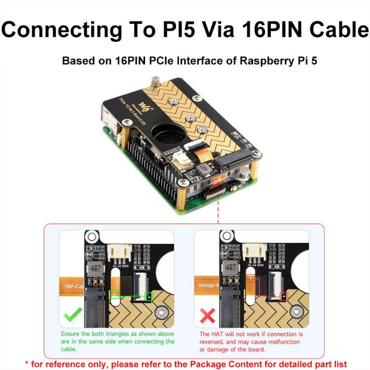 Waveshare For Raspberry Pi 5 PCIe To M.2 Adapter Board Support NVMe Protocol, 27709