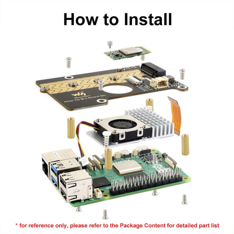 Waveshare For Raspberry Pi 5 PCIe To M.2 Adapter Board Support NVMe Protocol, 27709