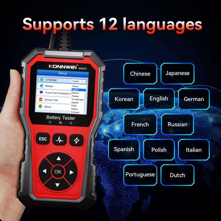 KONNWEI Automotive OBD2 Fault Diagnostic Tool Engine Code Reader 13 Languages, KW331