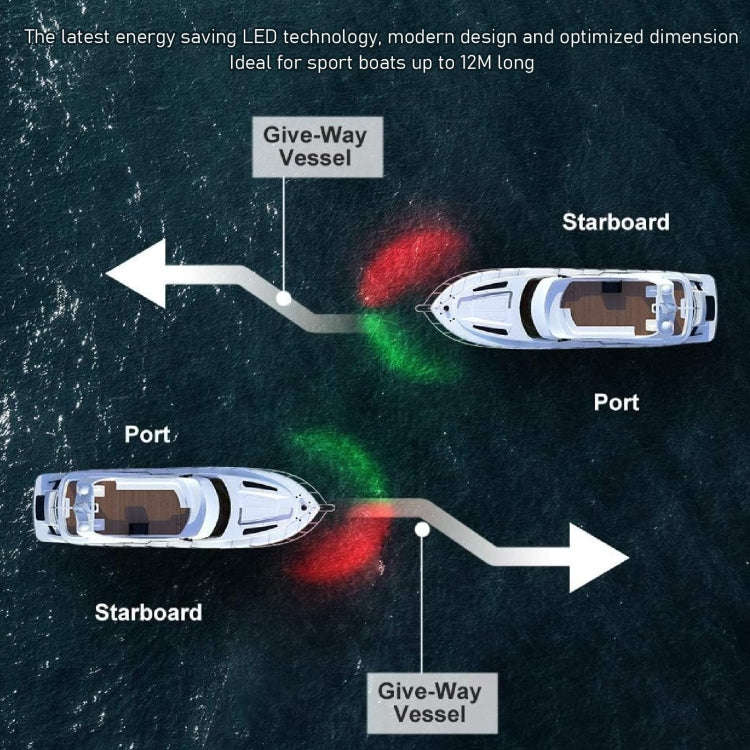 Marine Navigation Warning Light Signal LED Yacht Light, White Shell Green, White Shell Red, Black...