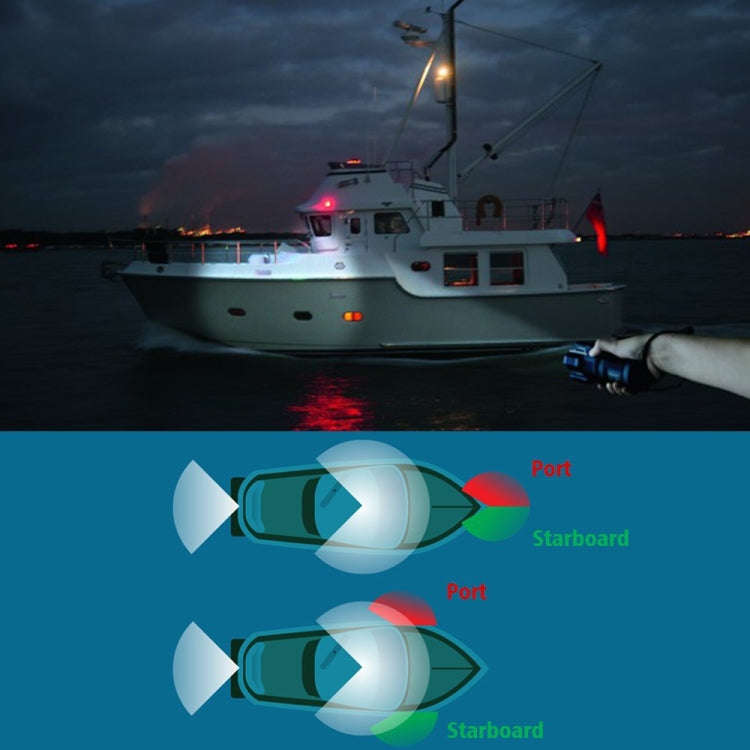 Marine Navigation Warning Light Signal LED Yacht Light, White Shell Green, White Shell Red, Black...