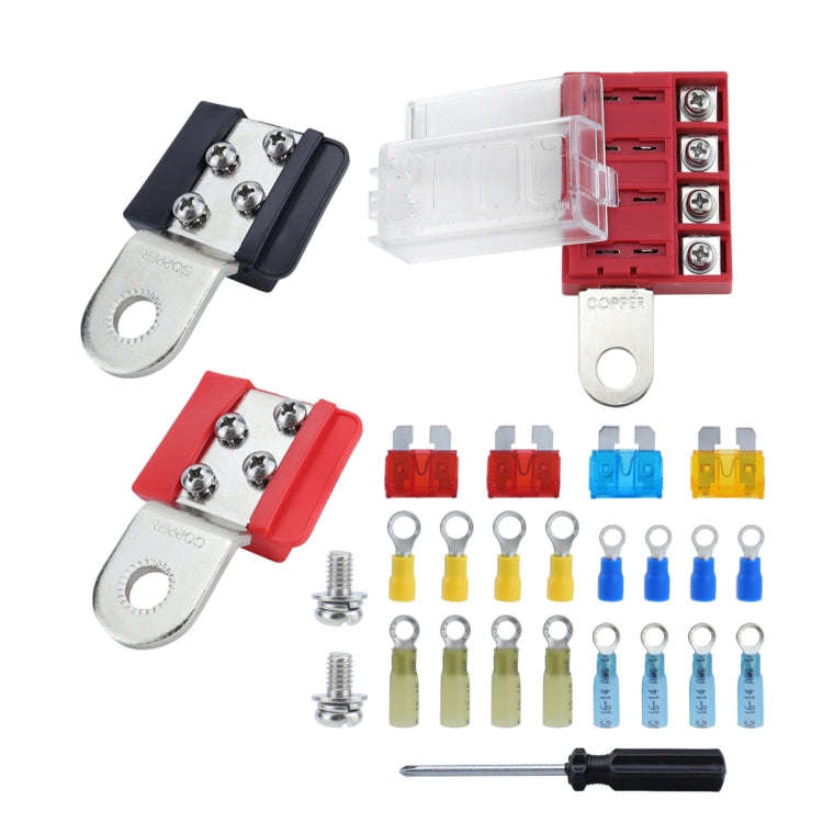 4-way RV Yacht Flame Retardant Waterproof Battery Terminal Fuse Block, One, Two