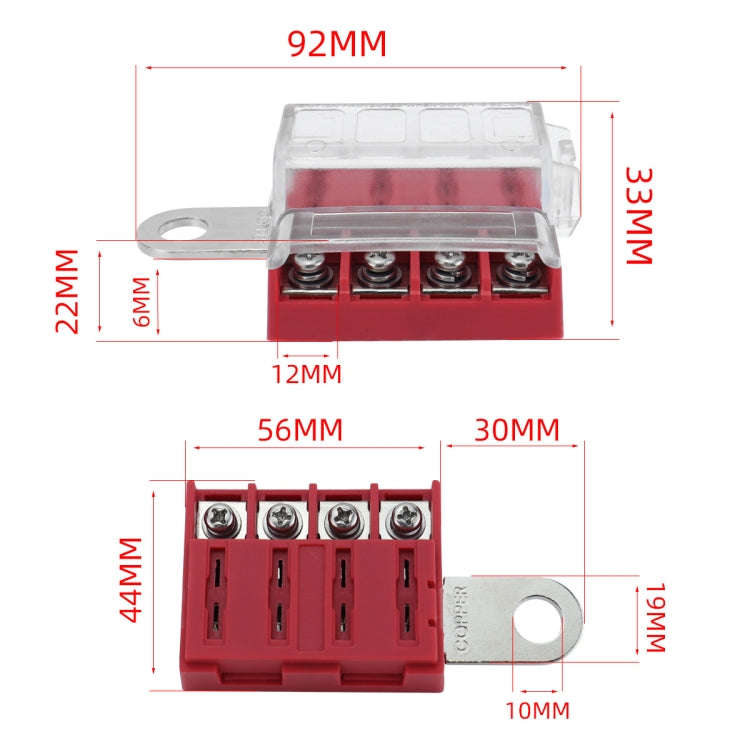 4-way RV Yacht Flame Retardant Waterproof Battery Terminal Fuse Block, One, Two