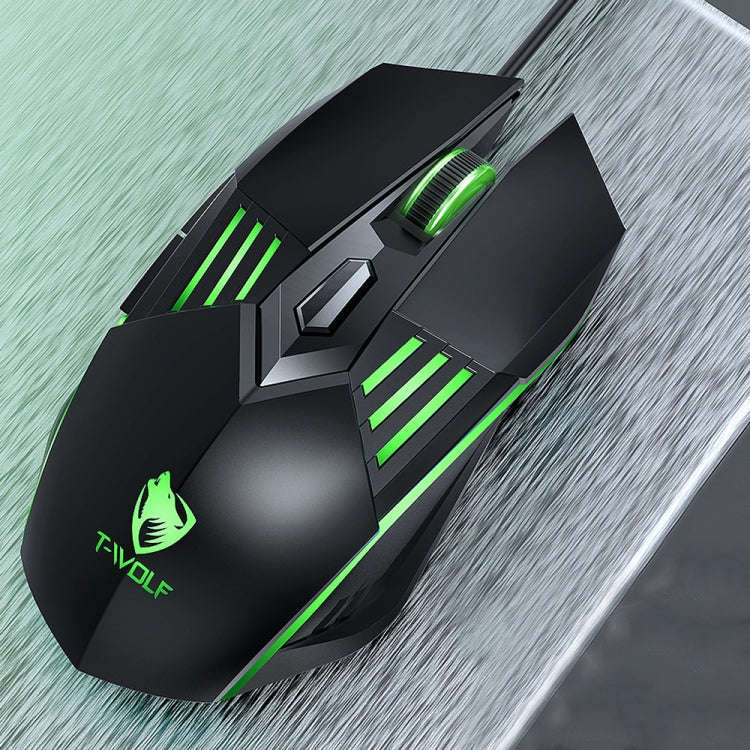 T-WOLF G560 6-keys Cool Breathing Light Gaming Wired Mouse Mechanical Office Silent Mouse