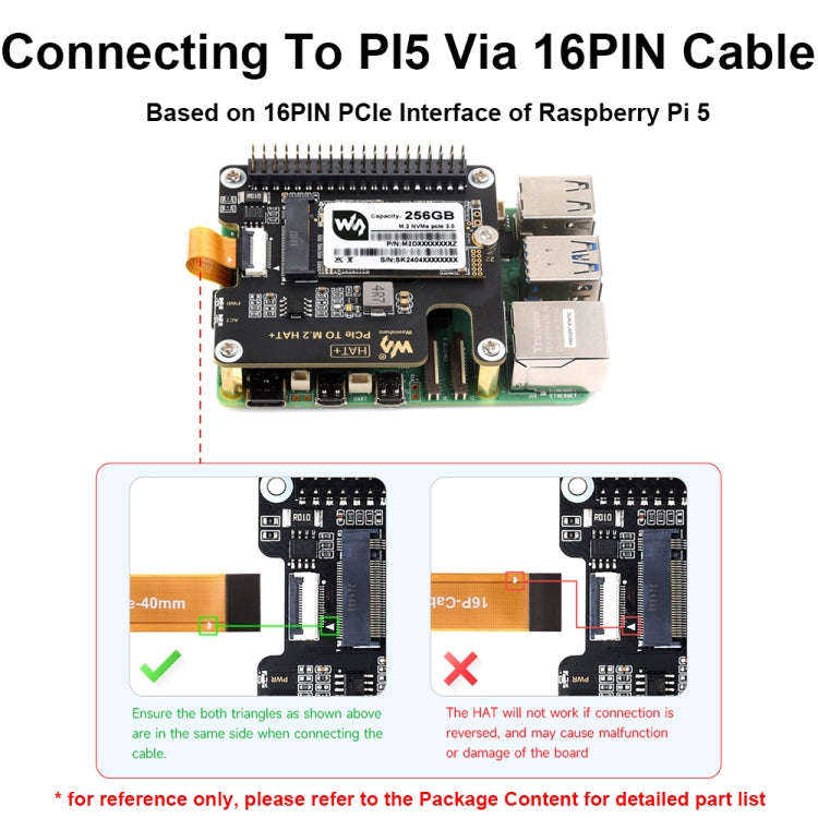 Waveshare For Raspberry Pi 5 PCIe To M.2 Adapter, NVMe Protocol M.2 SSD, Basic Kit