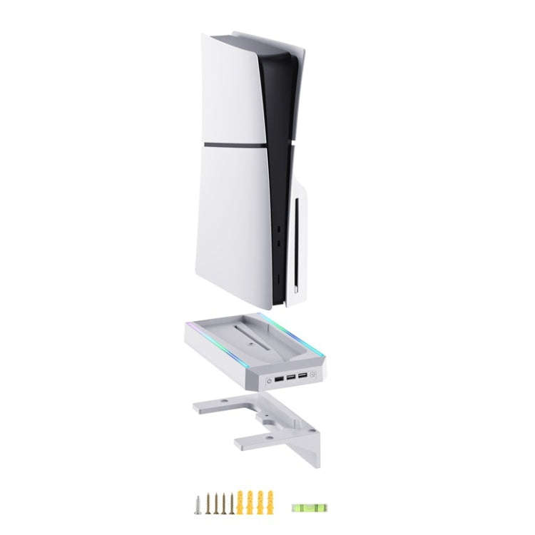 For PS5 Slim Console Wall-mounted Storage Rack With 3 USB2.0 Ports, Wall-mounted  Rack