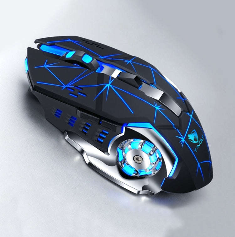 T-WOLF Q13 2.4GHz 6-keys RGB Colorful Light Gaming Wireless Mouse, Single Mode Black, Single Mode...