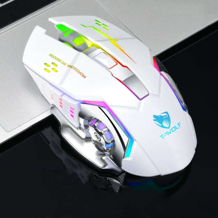 T-WOLF Q13 2.4GHz 6-keys RGB Colorful Light Gaming Wireless Mouse, Single Mode Black, Single Mode...