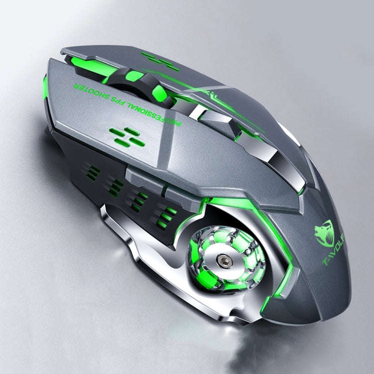 T-WOLF Q13 2.4GHz 6-keys RGB Colorful Light Gaming Wireless Mouse, Single Mode Black, Single Mode...