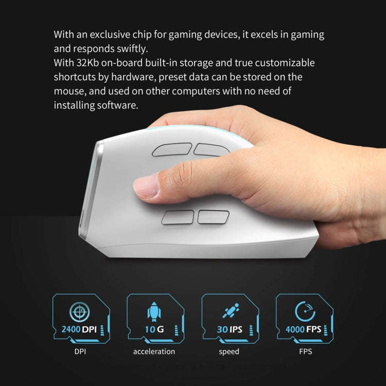 ZELOTES F36 9-Keys Vertical Grip Ergonomic Programming Dual Bluetooth + 2.4G Wireless Mouse, F36 ...
