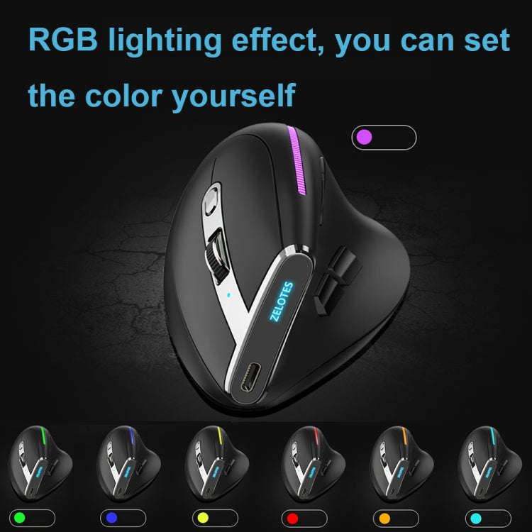 ZELOTES F36 9-Keys Vertical Grip Ergonomic Programming Dual Bluetooth + 2.4G Wireless Mouse, F36 ...