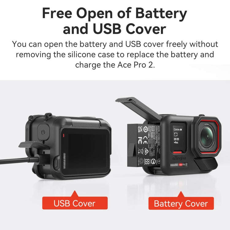 For Insta360 Ace Pro 2 aMagisn Body + Lens Silicone Cover With Lanyard