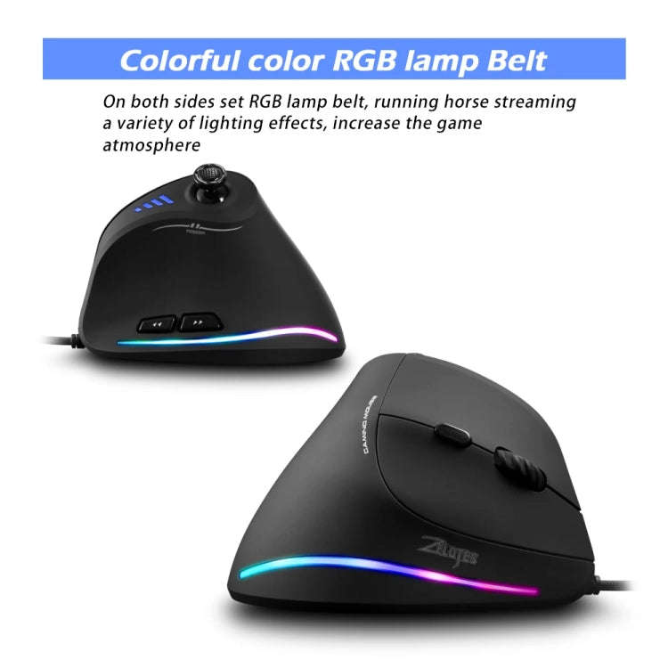 ZELOTES C18 11-Keys RGB Vertical Grip Ergonomic Joystick Programming Gaming Wired Mouse, C18