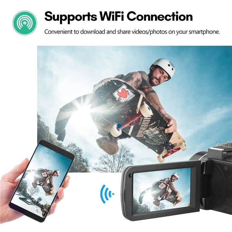 4K  Digital Video Camera 3 Inch IPS Touch Screen 56MP 18X Digital Zoom WiFi Camcorder, Standard, ...