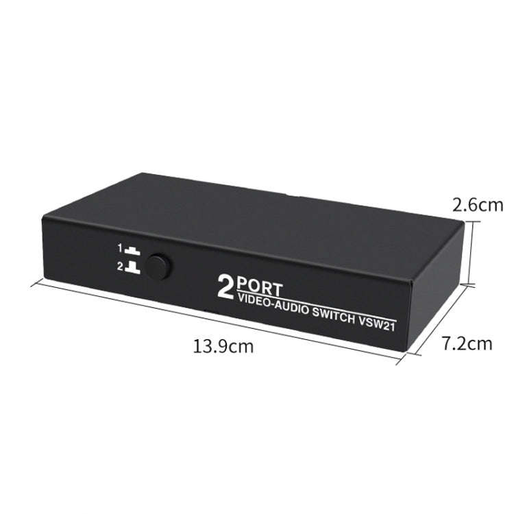 VSW21 AV 2 In 1 Out Audio Switcher RCA Audio Selector Box, VSW21