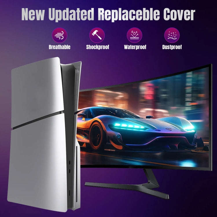 For PS5 Slim Replacement Faceplate Shell Detachable Protective Case, Disc Edition Black, Digital ...
