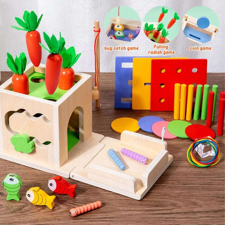 Montessori Sorting Matching Educational Toys Pull Carrots Children Catching Worms Fishing Puzzle ...