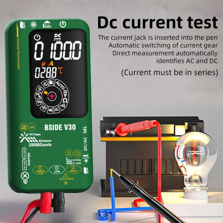 Intelligent Colorful Screen PV Multimeter Infrared Thermometer, V30 (Green)